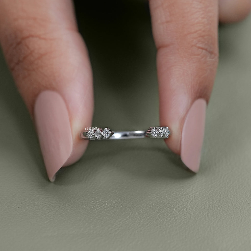 Round Diamond Open Cuff Wedding Ring