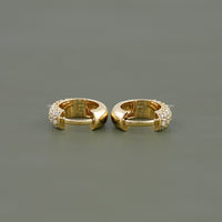 Round Diamond Pave Set Huggie Hoop Earrings