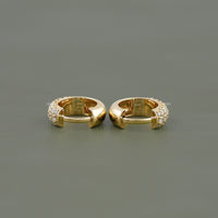 Round Diamond Pave Set Huggie Hoop Earrings