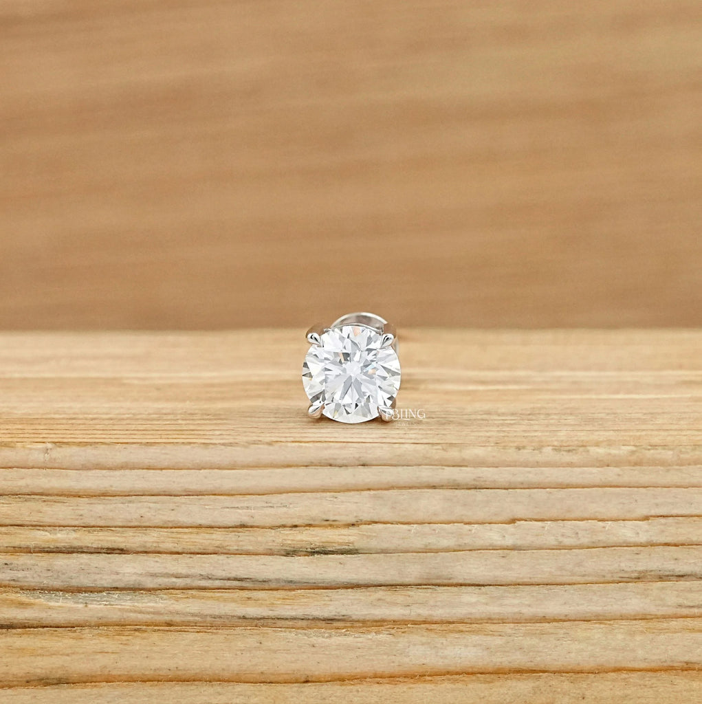 Round Lab Grown Diamond Men's Stud