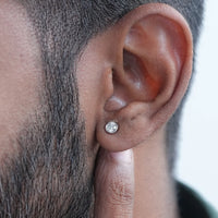 Bezel Round Diamond Stud Earring