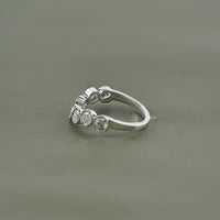 Round Cut Lab Diamond Bezel Set Curved Wedding Band