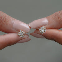 Round Lab Diamond Cluster Halo Stud Earrings