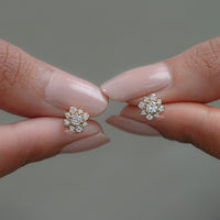 Round Lab Diamond Cluster Halo Stud Earrings