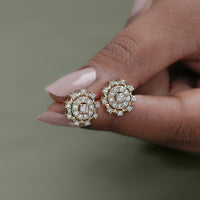 Round Lab Diamond Double Halo Stud Earrings