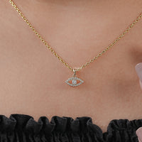 Round Cut Lab Diamond Evil Eye Pendant