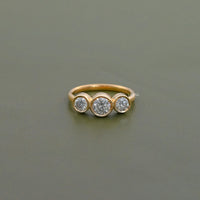 Three Stone Round Lab Diamond Bezel Set Engagement Ring