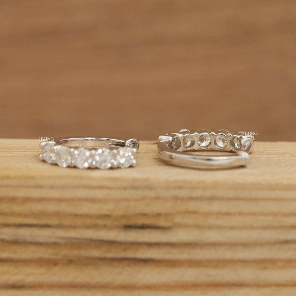 Round Cut Lab Diamond Huggie Hoop Earrings
