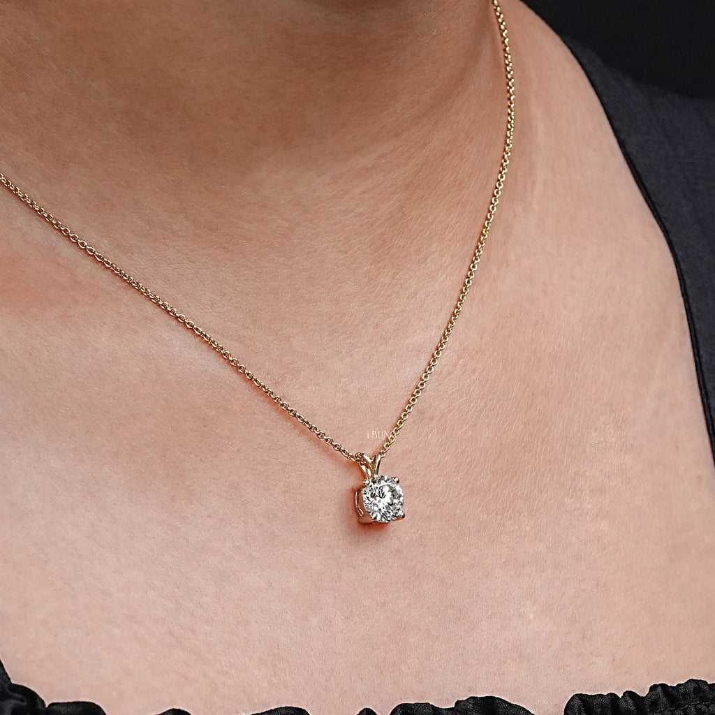 Round Cut Lab Grown Diamond Solitaire Necklace