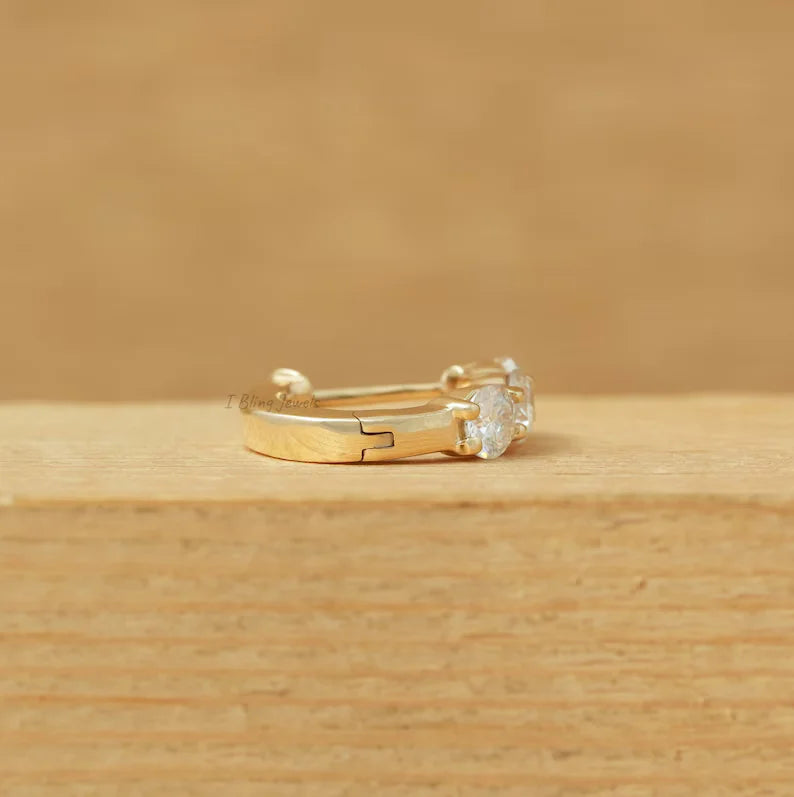 Round Cut Lab Diamond Men's Hoop Earrings