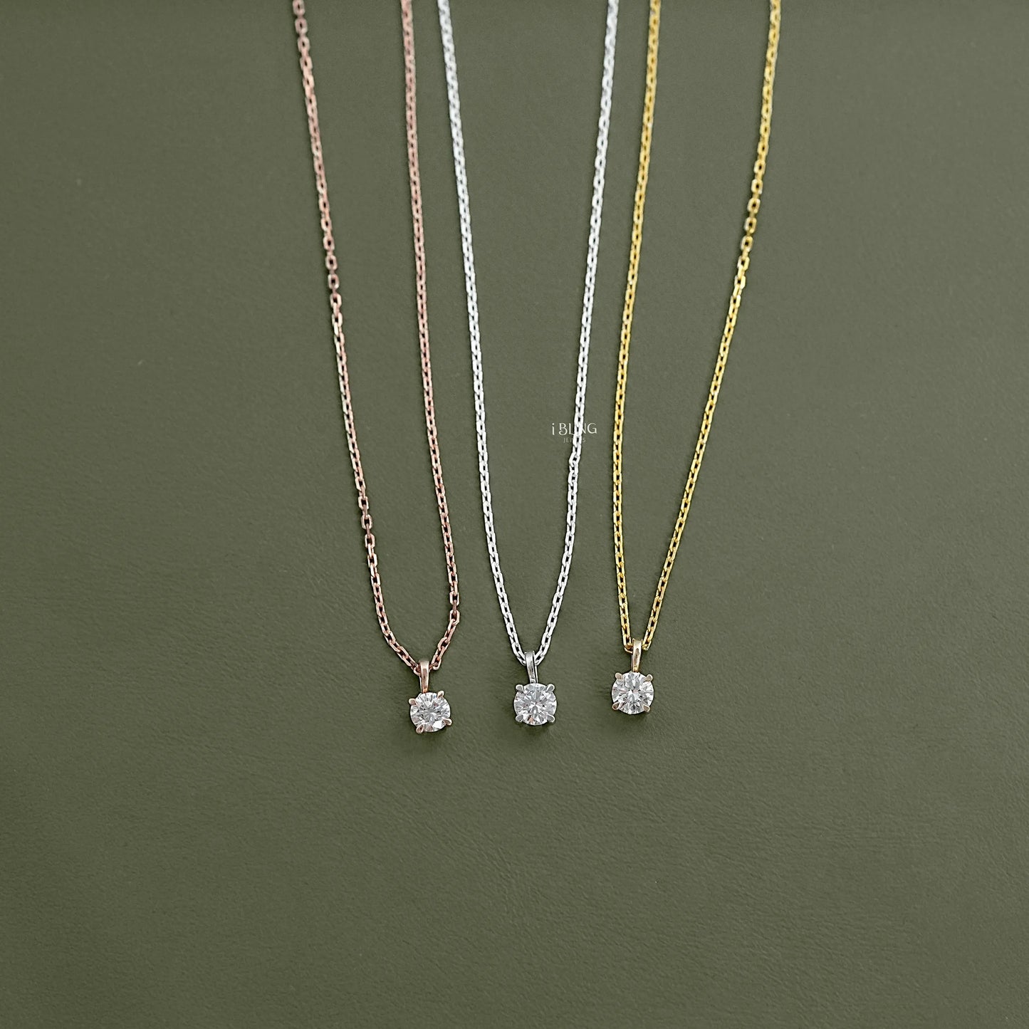 Round Lab Grown Diamond Solitaire Necklace Pendants