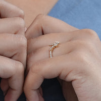 Marquise And Round Diamond Curved Wedding Band