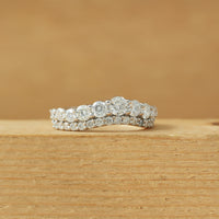 Round Moissanite Double Row Curved Wedding Band