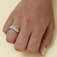 Round Moissanite Double Row Curved Wedding Band