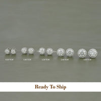 Round Moissanite Diamond Halo Stud Earrings