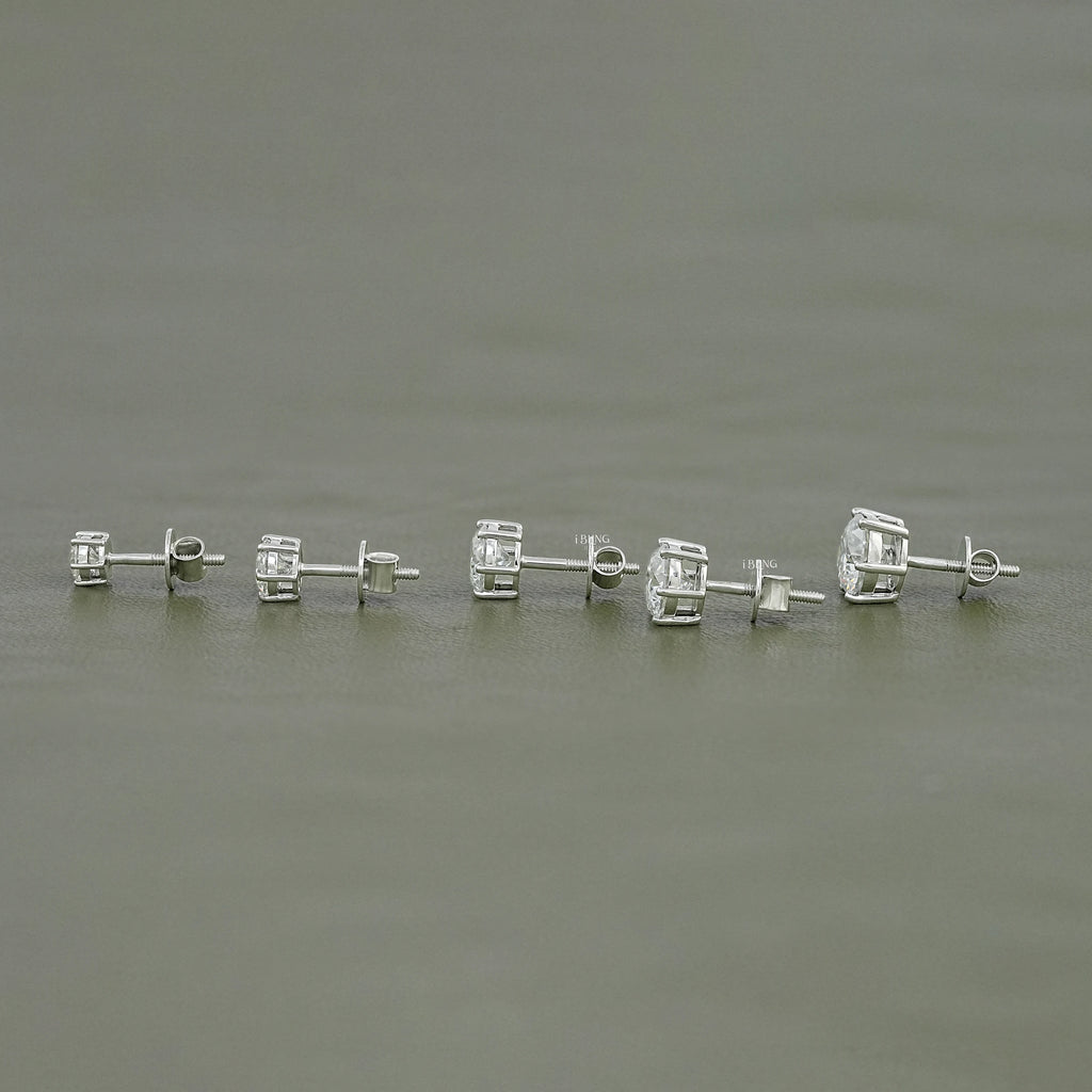 Round Moissanite Solitaire Diamond Stud Earrings