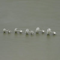 Round Moissanite Diamond Halo Stud Earrings