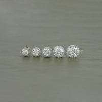 Round Moissanite Diamond Halo Stud Earrings