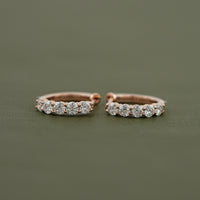 Five Stone Round Moissanite Huggie Hoop Earrings