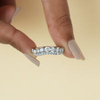 Round Moissanite Double Row Curved Wedding Band