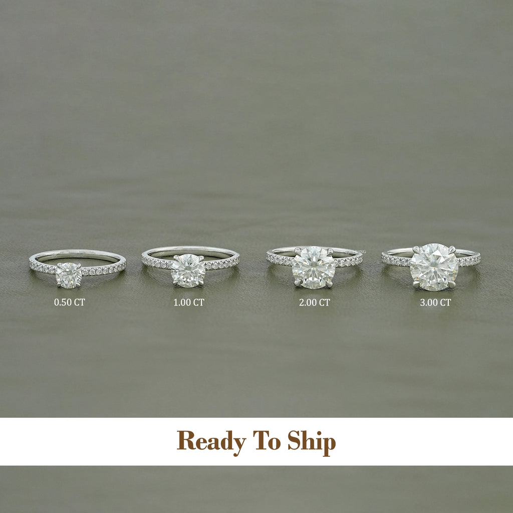 Round Moissanite Solitaire Accent Engagement Ring