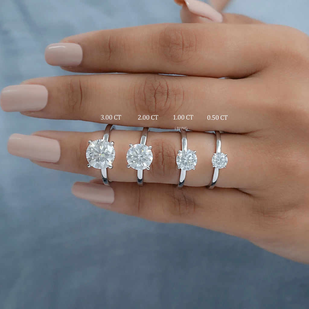 Four Prong Setting Round Moissanite Solitaire Ring