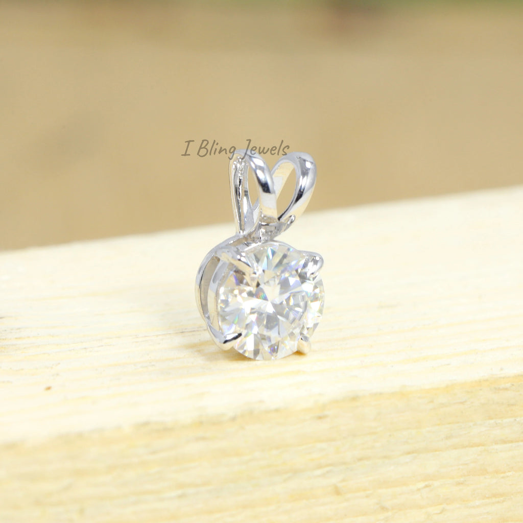 Round Cut Moissanite Solitaire Pendant