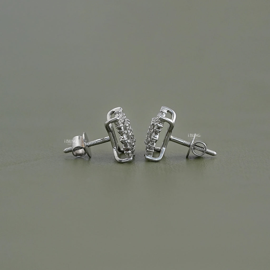 Round Cut CVD Diamond Square Shape Earrings