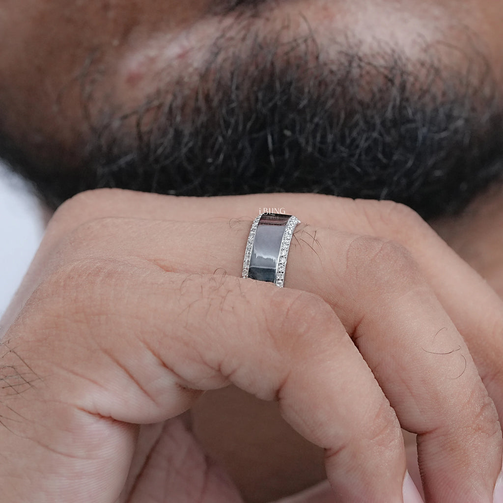 Pave Diamond Eternity Men's Wedding Band