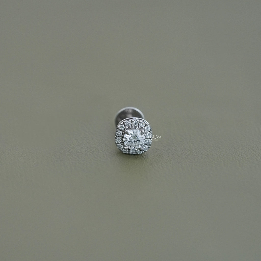 Round Shape Halo Stud Earring For Men