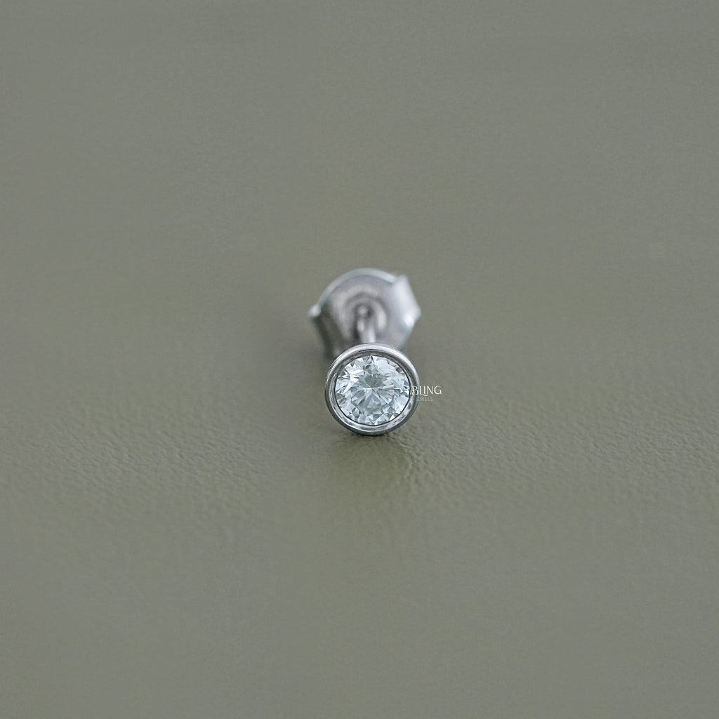 Bezel Round Diamond Stud Earring