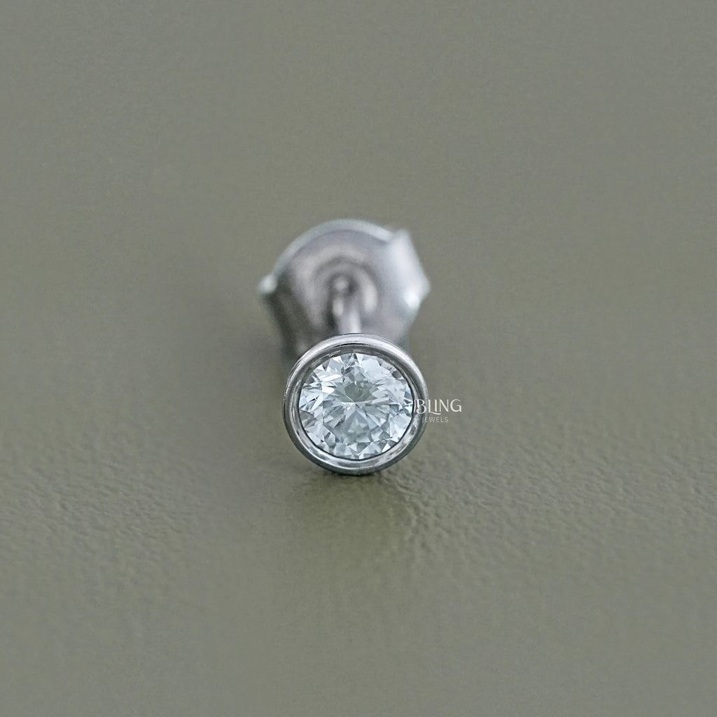 Bezel Round Diamond Stud Earring