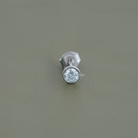 Bezel Round Diamond Stud Earring