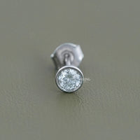 Bezel Round Diamond Stud Earring