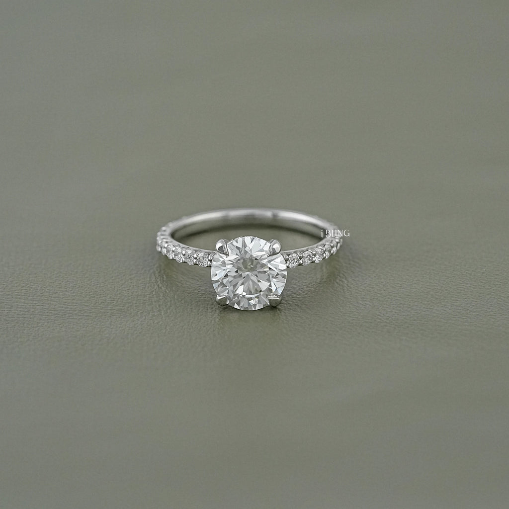 Round Cut Lab Diamond Solitaire Accent Ring