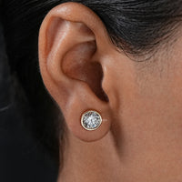 Round Cut Soliatire Bezel Set Stud Earrings