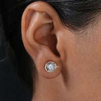 Round Cut Soliatire Bezel Set Stud Earrings