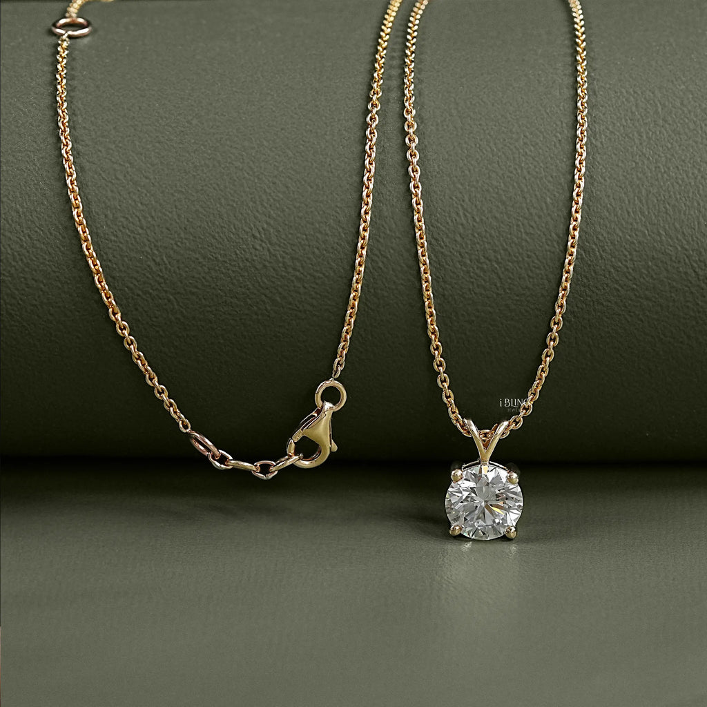 Round Cut Lab Grown Diamond Solitaire Necklace