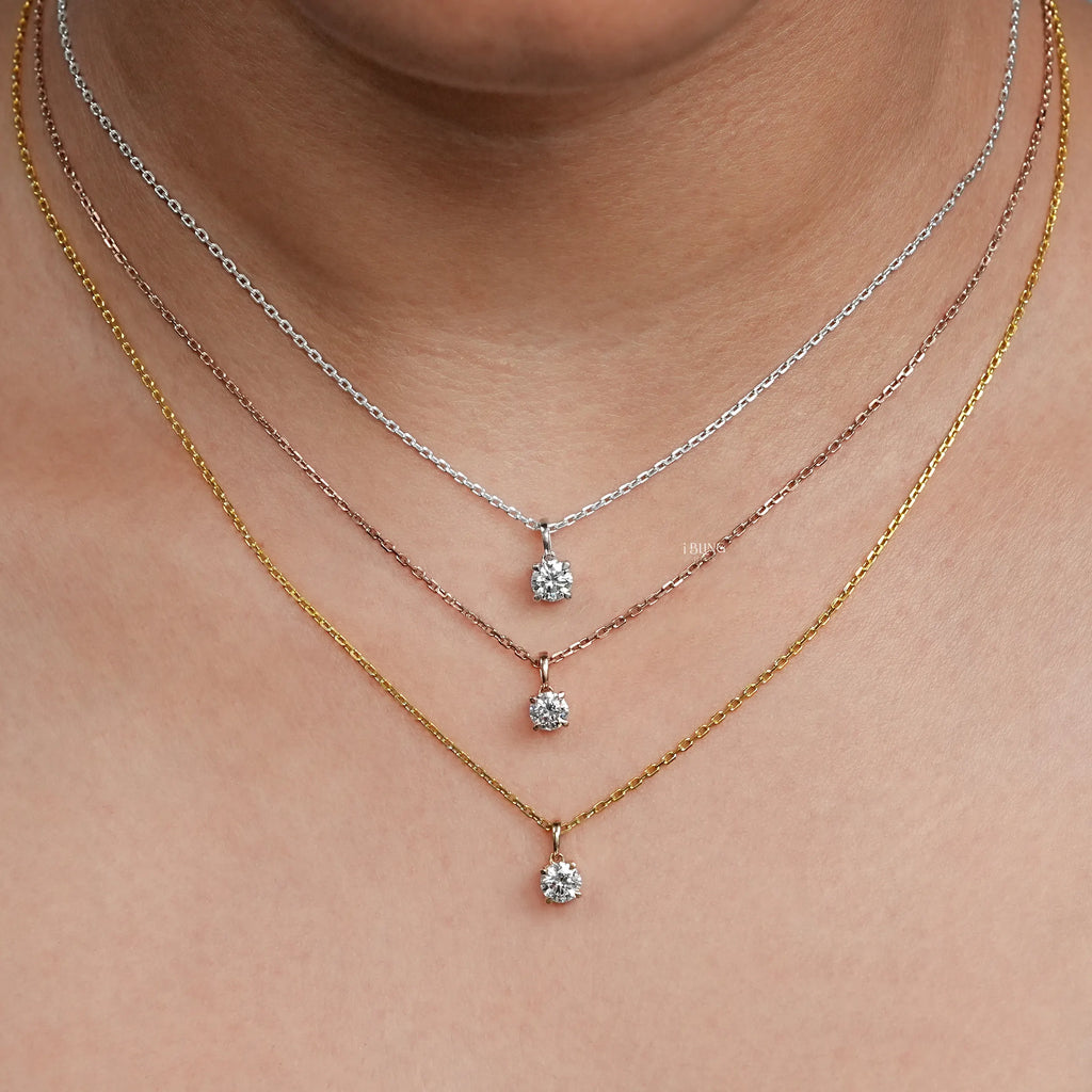 Round Lab Grown Diamond Solitaire Necklace
