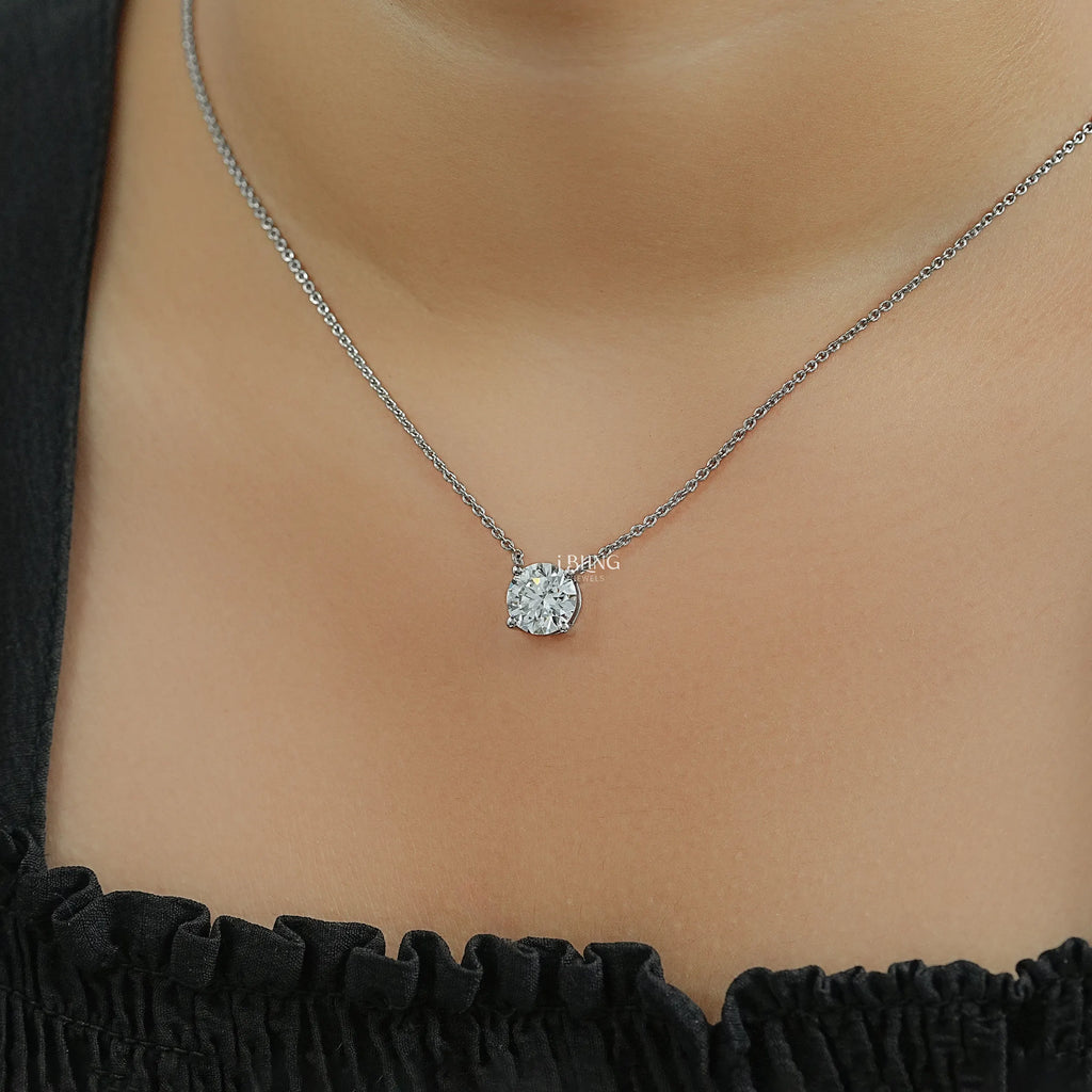 Round Cut Lab Grown Diamond Solitaire Necklace