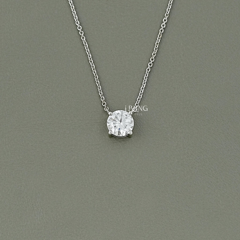 Round Cut Lab Grown Diamond Solitaire Necklace