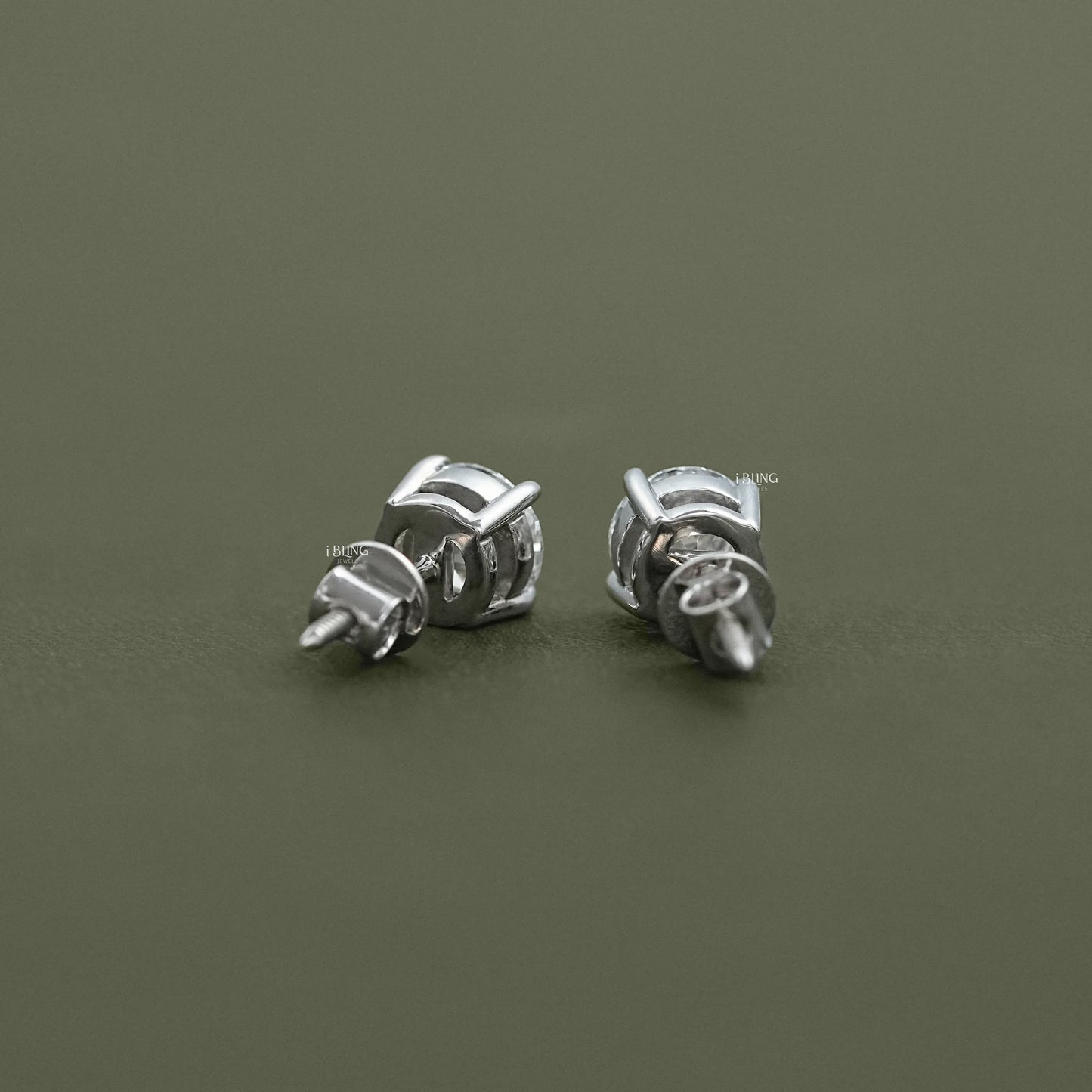 Round Lab Diamond Stud Earrings Solitaire Stud
