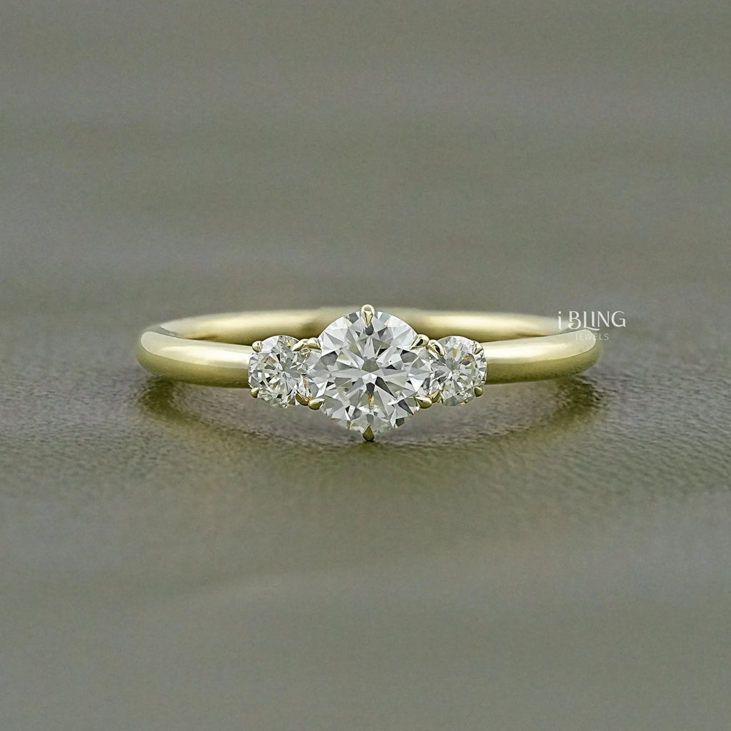 Old European Round Three Stone Anniversary Ring