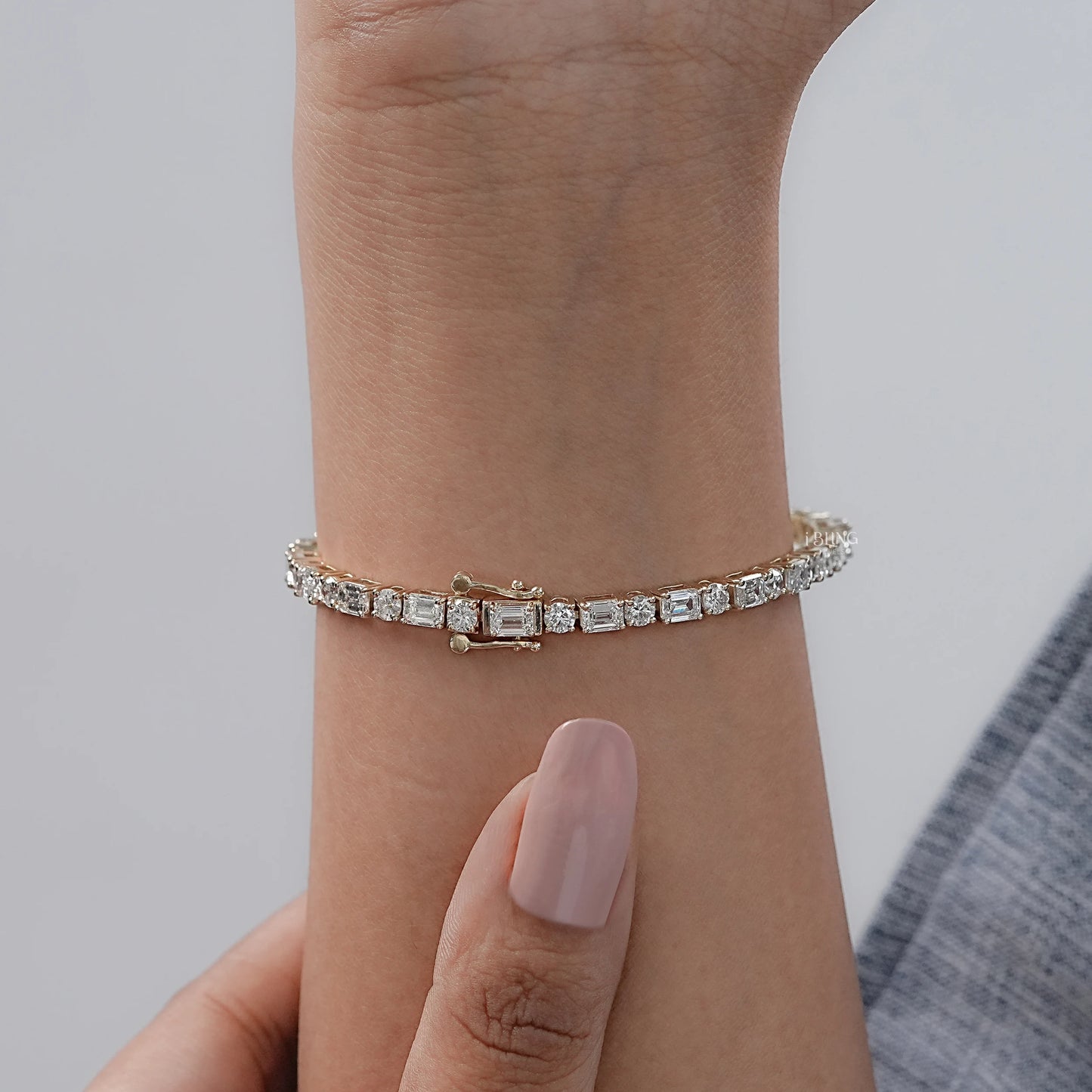 Emerald & Round Cut Lab Diamond Tennis Bracelet Tennis Bracelet
