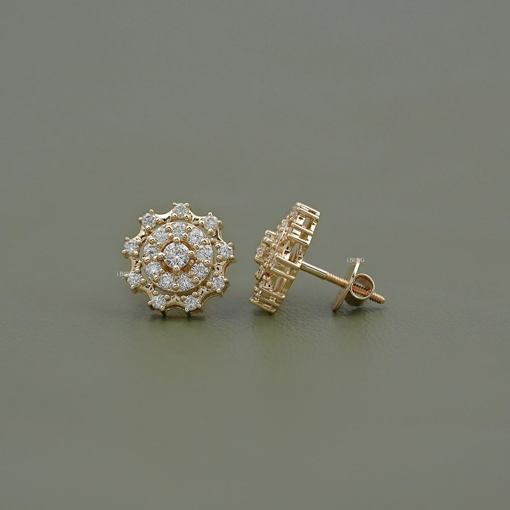 Round Lab Diamond Double Halo Stud Earrings