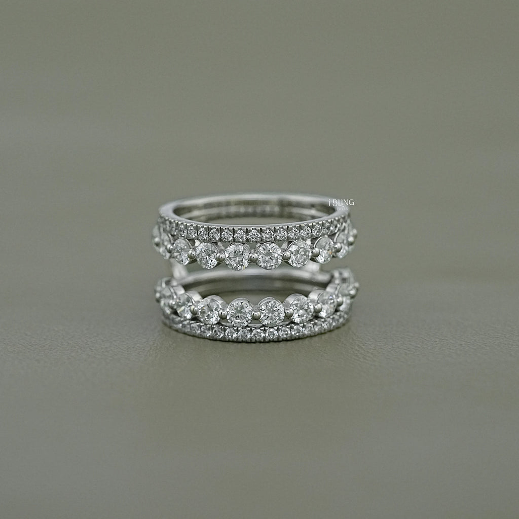 Round Diamond Guard Wrap Wedding Band