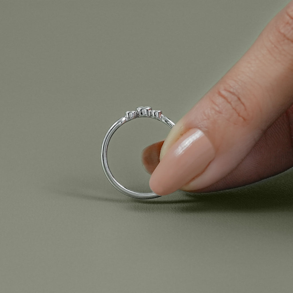 Round Lab Grown Diamond Three Stone Ring