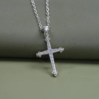 Round Cut Lab Grown Diamond Cross Pendant
