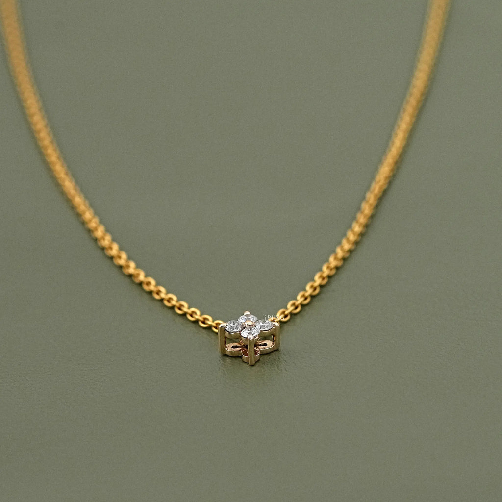 Round Cut Lab Grown Diamond Dainty Flower Pendant