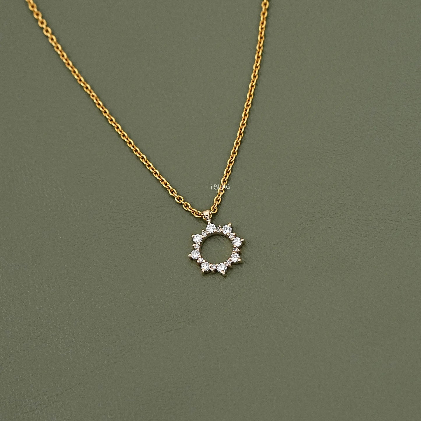 Round Cut Lab Diamond Open Circle Necklace Pendants